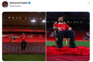 法老故事继续！萨拉赫第一时间晒续约照，坐在王座之上